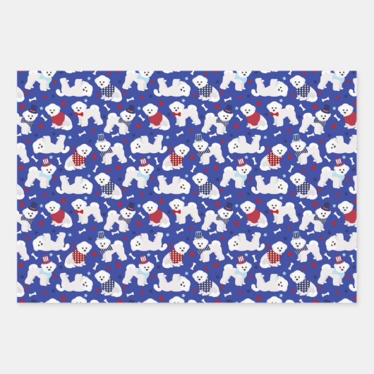 Patriotic Bichon Frise Geschenkpapier Set (Vorderseite 2)