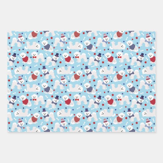 Patriotic Bichon Frise Geschenkpapier Set (Vorderseite)