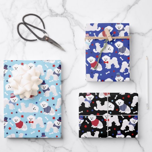 Patriotic Bichon Frise Geschenkpapier Set (Vorderseite)
