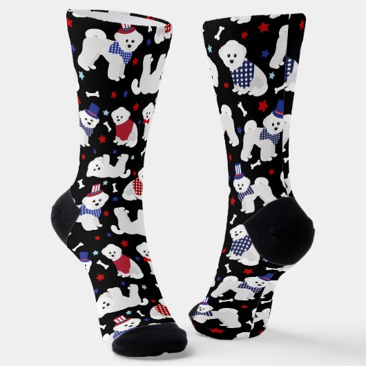 Patriotic Bichon Frise Socks Socken (Gewinkelt)