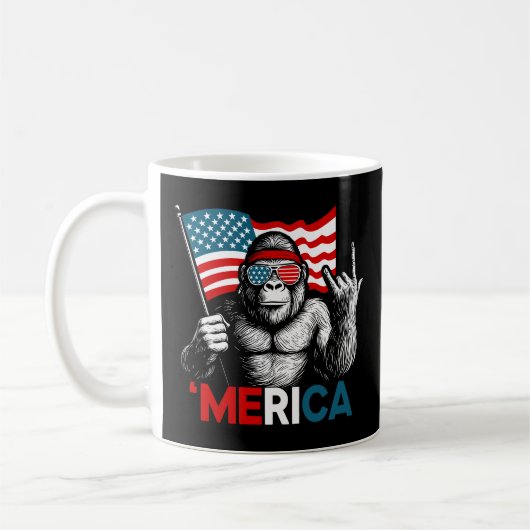 Patriotic Bigfoot Merica Independece Day Kaffeetasse (Links)