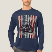 Patriotic Biker T-Shirt with Wood Grain Flag Tri-Blend Shirt (Vorderseite)