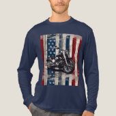 Patriotic Biker T-Shirt with Wood Grain Flag Tri-Blend Shirt (Vorderseite)