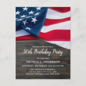 Patriotic Birthday American Flag Wood Military Einladungspostkarte (Vorderseite)