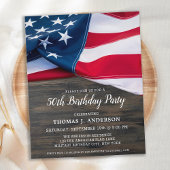 Patriotic Birthday American Flag Wood Military Einladungspostkarte