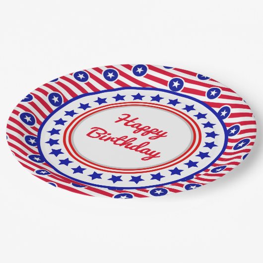 Patriotic Birthday Pappteller (Schrägansicht)