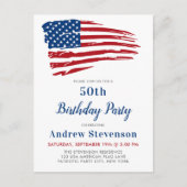 Patriotic Birthday Party USA Flag Einladungspostkarte (Vorderseite)