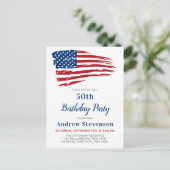 Patriotic Birthday Party USA Flag Einladungspostkarte (Stehend Vorderseite)