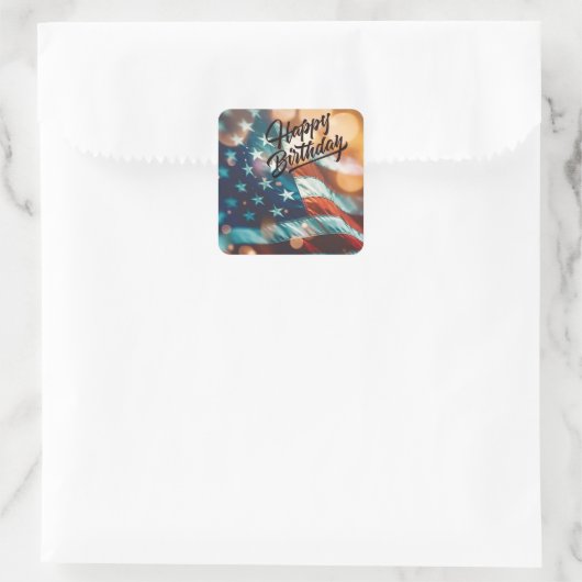 Patriotic Birthday Postcard Quadratischer Aufkleber (Tasche)