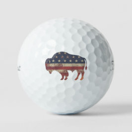 Patriotic Bison Golf Balls Golfball