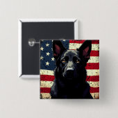 Patriotic Black German Shepherd USA Flag Button (Vorne & Hinten)