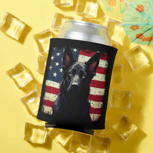 Patriotic Black German Shepherd USA Flag Dosenkühler