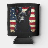 Patriotic Black German Shepherd USA Flag Dosenkühler (Vorderseite)