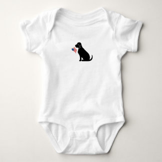 Patriotic Black Lab Silhouette American Flag Baby Strampler