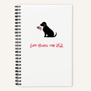 Patriotic Black Lab Silhouette American Flag Notizblock