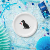 Patriotic Black Lab Silhouette American Flag Pappteller (Party)