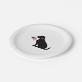 Patriotic Black Lab Silhouette American Flag Pappteller (Schrägansicht)