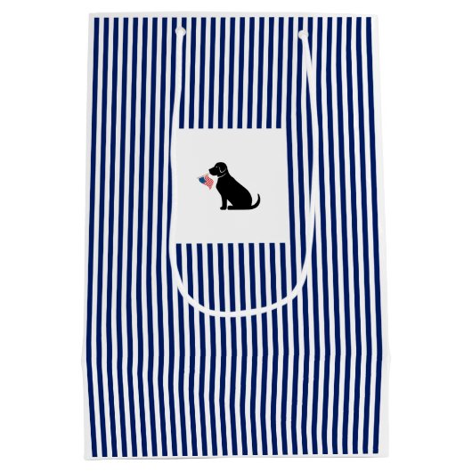 Patriotic Black Lab USA Preppy Pet Dog Fun Mittlere Geschenktüte (Rückseite)