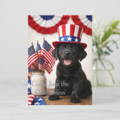 Patriotic Black Labrador Puppy Invitation | Einladung (Stehend Vorderseite)