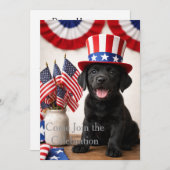 Patriotic Black Labrador Puppy Invitation | Einladung (Vorne/Hinten)