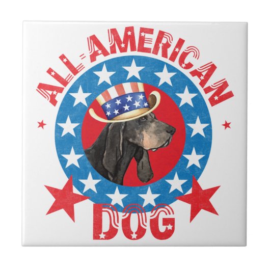 Patriotic Black und Tan Coonhound Fliese (Vorderseite)