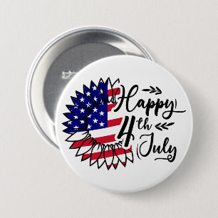Patriotic Bloom - Glücklicher 4. Juli Button