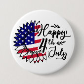 Patriotic Bloom - Glücklicher 4. Juli Button (Vorderseite)
