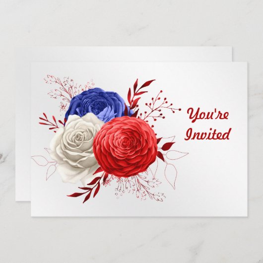 Patriotic Bloom Trio Birthday Einladung (Vorne/Hinten)