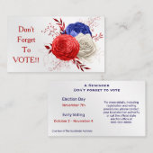Patriotic Bloom Trio Vote Reminder Visitenkarte (Vorne/Hinten)