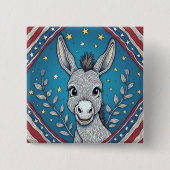 Patriotic Blue Donkey Illustration Button (Vorderseite)