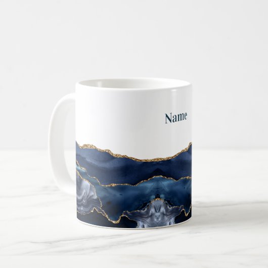 Patriotic Blue Gold Agate Kaffeetasse (Vorderseite Links)