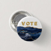 Patriotic Blue Gold Agate Vote Button (Vorne & Hinten)