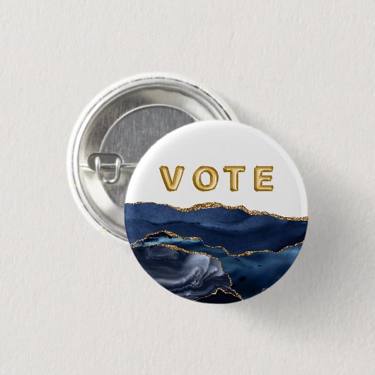 Patriotic Blue Gold Agate Vote Button (Vorne & Hinten)