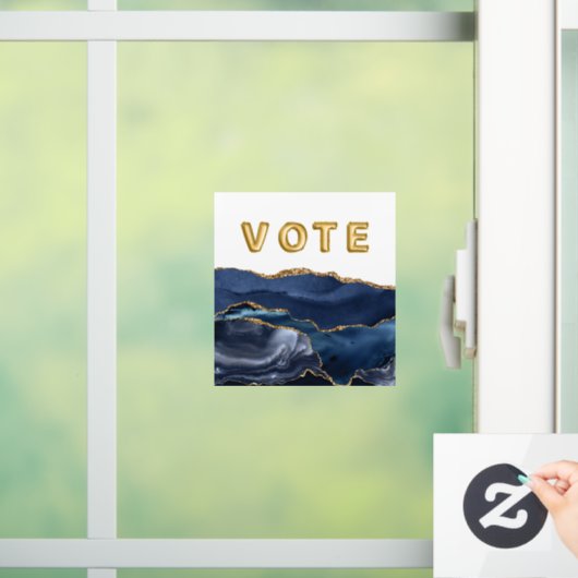 Patriotic Blue Gold Agate Vote Fensteraufkleber (Zuhause)