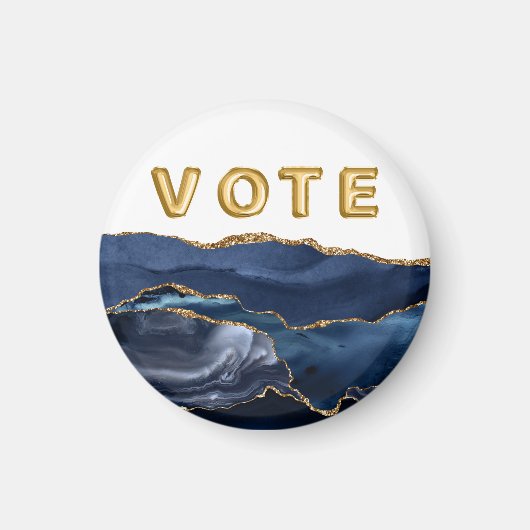 Patriotic Blue Gold Agate Vote Magnet (Vorne)