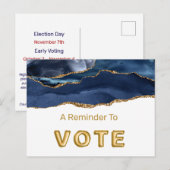 Patriotic Blue Gold Agate Vote Postkarte (Vorne/Hinten)