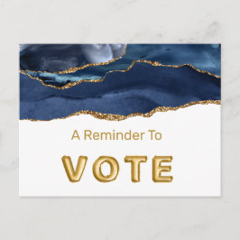 Patriotic Blue Gold Agate Vote Postkarte