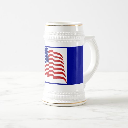 Patriotic Blue Gold US Flag Beer Stein Bierglas (VorderseiteRechts)