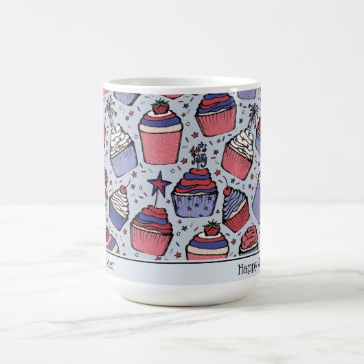 Patriotic Blue July 4 Cupcakes Custom Kaffeetasse (Mittel)
