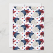 Patriotic Blue Red Star Rose Bouquet Birthday Einladung (Rückseite)