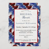 Patriotic Blue Rote Rose Bouquet Brautparty Einladung (Vorne/Hinten)