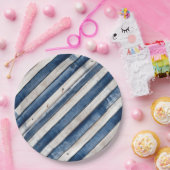 Patriotic Blue Stripe Wood Pappteller (Party)
