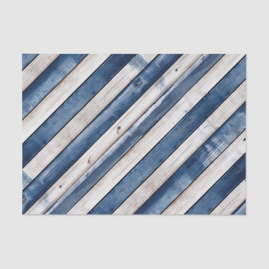 Patriotic Blue Stripe Wood Seidenpapier (Vorderseite)