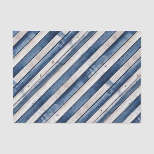 Patriotic Blue Stripe Wood Seidenpapier (Vorderseite)