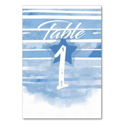 Patriotic Blue Stripes and Star, 4. Juli Tischnummer (Vorderseite)