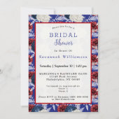 Patriotic Blue White Rote Rose Brautparty Einladung (Vorderseite)