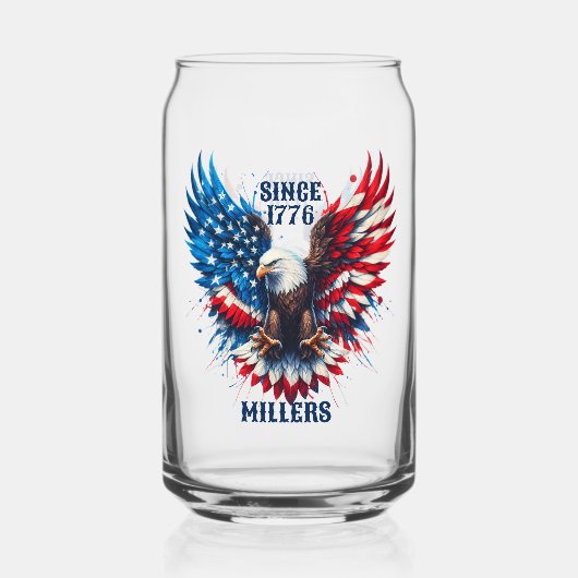 Patriotic Bold Eagle Snow Globe Dosenglas (Rückseite)