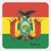 Patriotic Bolivien & Bolivianische Flagge, Urlaub Quadratischer Aufkleber (Vorderseite)