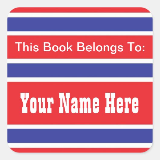 Patriotic Book Ownership Label Square Sticker (Vorderseite)