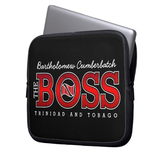 Patriotic BOSS Trinidad and Tobago Flag and NAME Laptopschutzhülle (Vorderseite Links)